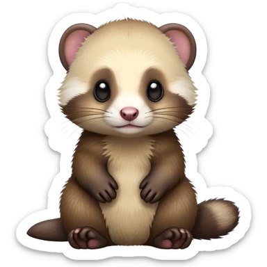 cinematic-[ferret]-realistic-full-body-sitting-emoji,-tiny-paws-tucked-close,-head-tilted-dramatically,-fluffy-[sable]-fur,-simplified-yet-realistic-focused-features,-highly-detailed,-glowing-with-an-almost-sarcastic-glow sticker