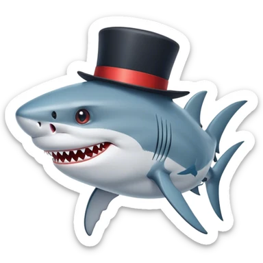 Shark with a top hat sticker