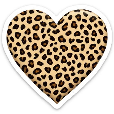 leopard print love heart sticker