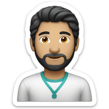 black hair central asian man with laptop sticker