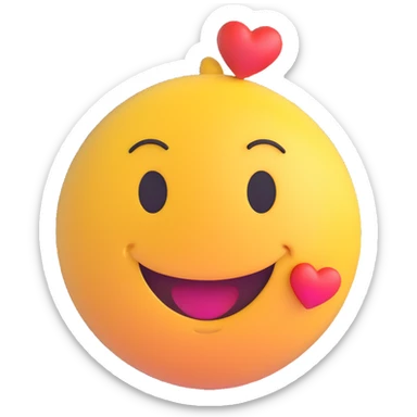 3D smiley emoji, round shape, in love, heart eyes, smiling face, no body sticker