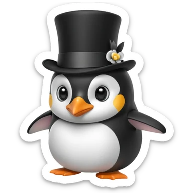 A penguin with a top hat in The Noot Noot Shoe sticker