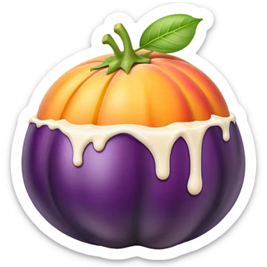 eggplant and peach with milk drizzled on them sticker