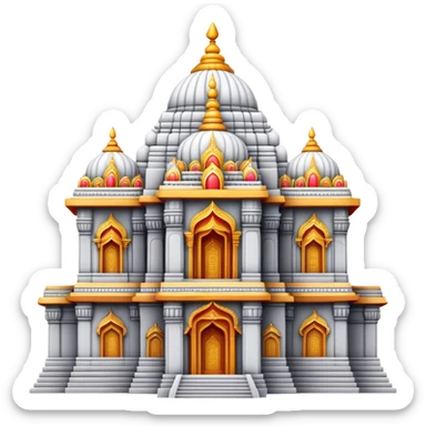 Cinematic Realistic Tirupati Balaji Temple Landmark Emoji, depicted with intricate carvings and spiritual aura rendered with lifelike detail and radiant, divine lighting. sticker