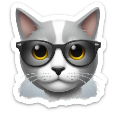 Cat gray and white with sun glasses sticker