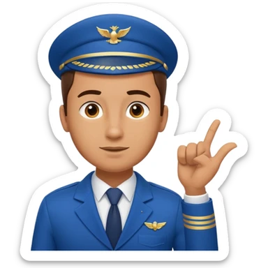 A calm male flight attendant demonstrating instructions with confident sticker