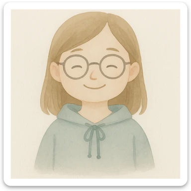 Transform the character Mei Mei from a red panda into a regular human girl, illustrated in the watercolor art style. Use soft, flowing watercolor textures and gentle color blending to create a delicate illustration. sticker