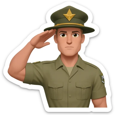Make his soul, shoulders, broader, and more muscular; change the cap to the drill, instructor hat, and in a salute sticker