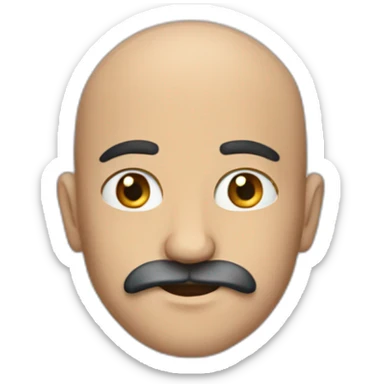 A bald middle eastern man with a mustache and beard sticker