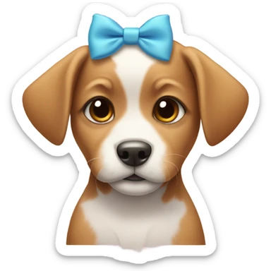Puppy with bow on head  sticker