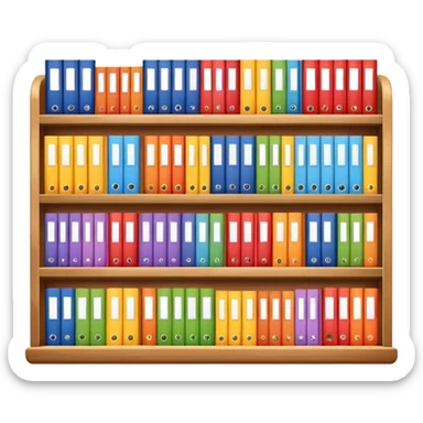 colorful books neatly arranged in a row on a shelf sticker