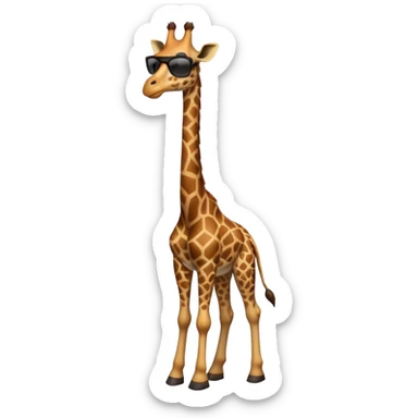 friendly anthropomorphised giraffe in casual clothing with a different color, wearing dark sunglasses, walking upright in standard pose sticker