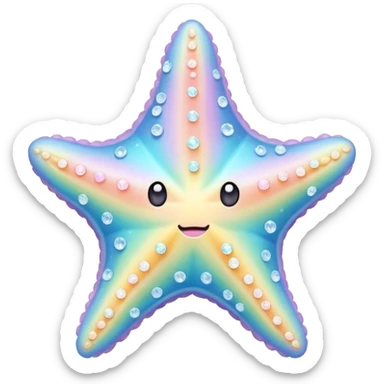 sea star, pastel rainbow, delicate sugar crystal effect, very cute, 3D, clean and uncluttered sticker