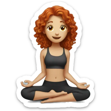 redhead girl with wavy hair doing yoga sticker
