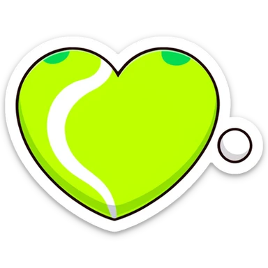 heart shape made with tennis ball material, green fuzzy felt with white curved lines sticker
