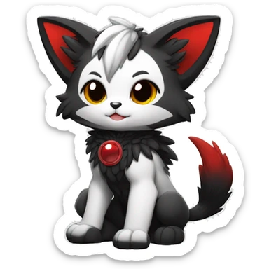 Anthro-Edgy-Cool-Dark-Black-White-Red-Contrast-Colors-Fantasy-Fur-Sona-Chibi-Shiny-Fakémon-Hybrid full body sticker