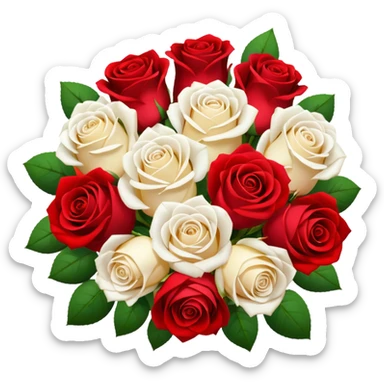 White rose and red rose bouquet sticker