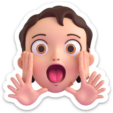 face with wide open mouth, big eyes, drooling, and hands reaching out, expressing intense hunger sticker