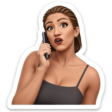 girl with brown hair and phone sticker