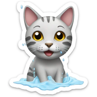Cat in a shower sticker