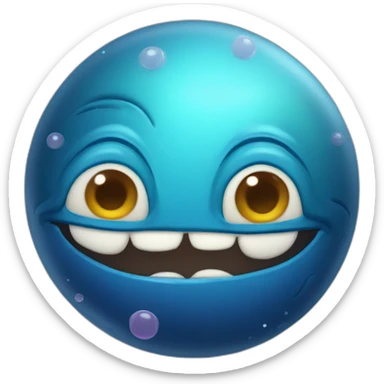 planet Neptune with a cartoon sleepy snail face sticker