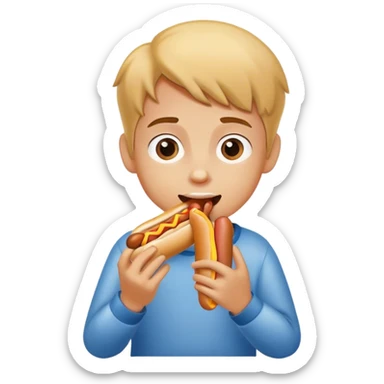 Kid eating a dog sticker