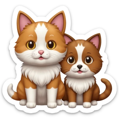 Cat and dog sticker