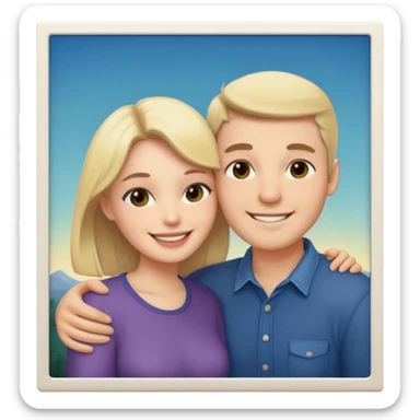 Couple hugs polaroid photo sticker