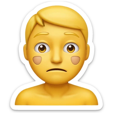 A straight face emoji with a slight look of disgust, a horizontal hand where the neck would be. All yellow. It should be a normal emoji with no body parts except the floating hand sticker