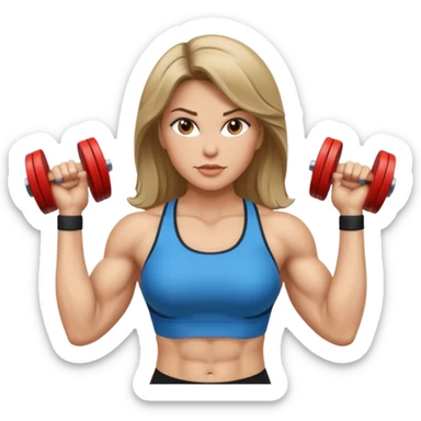 powerful woman fitness dark blonde hair white skin sticker