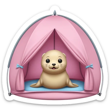 Seal in a light pink tent  sticker
