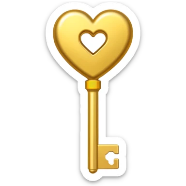 gold basic heart key sticker