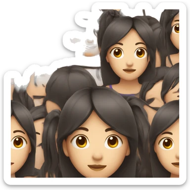 Asian girl with dark brown layered hair sticker