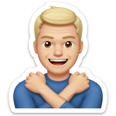 arms crossed around neck angry laughing guy sticker