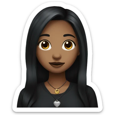 A long black hair girl with a black hoop nose piercing that is wearing a black longsleeved bluse sticker