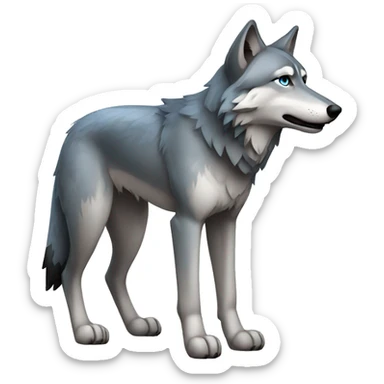 Grey wolf with black points. and blue eyes. full body sticker