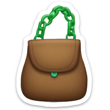 brown shoulder bag with green keychain sticker