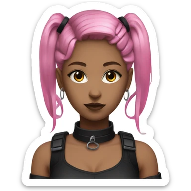 cyberpunk girl, pink twintails, black collar, black crop top sticker