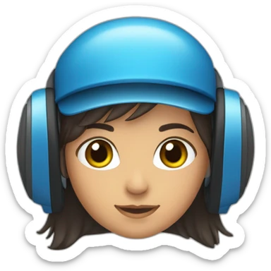 Fille brune avec un casque bleu sticker