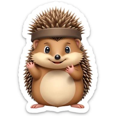 hedgehog removing a hat sticker