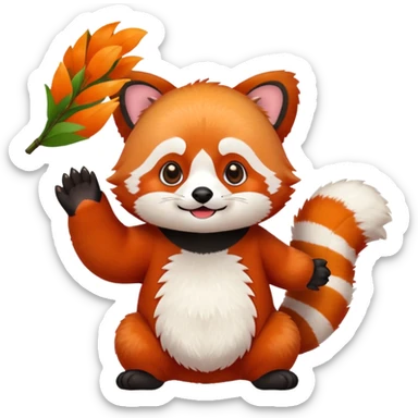 Red Panda 2d bye bye cute anime style sticker