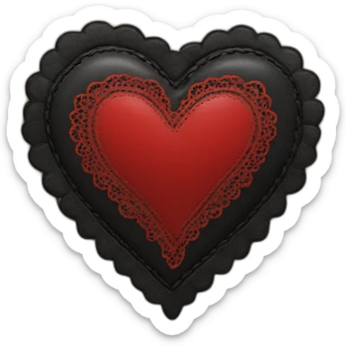 Black leather heart with red lace border sticker