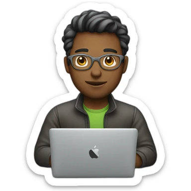 developer man working on macbook sticker