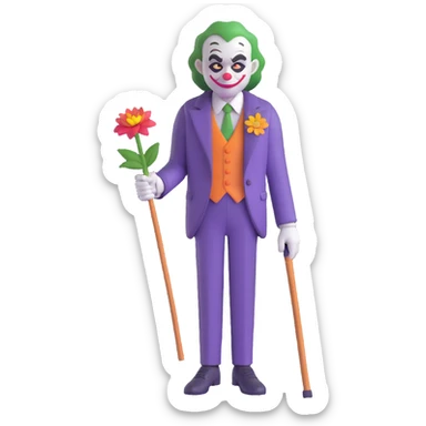 Joker with a cane and a flower on his lapel sticker