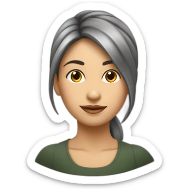 Thayri mujer educadora morena pelo largo y liso con fleco sticker