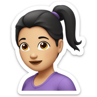 A fat woman with black hair, With a ponytail, Happy  sticker