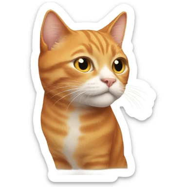 Ginger cat with all ginger face and white chest fur  sticker