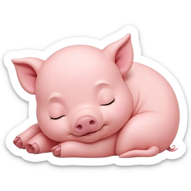 Meme-Worthy Cute Sleeping Piglet Portrait Emoji, Head resting peacefully with a contented smile, showcasing a delightfully tiny build and a luxuriously soft rosy-pink hide, eyes shut in a serene, restful nap, Simplified yet hilariously adorable features, highly detailed, glowing with a soft, drowsy light, high shine, relaxed and utterly lovable, stylized with an air of playful laziness, bright and heartwarming, soft glowing outline, capturing the essence of a comically sleepy piglet, so meme-worthy it feels like it could instantly become the next viral sensation of adorable slumber! sticker