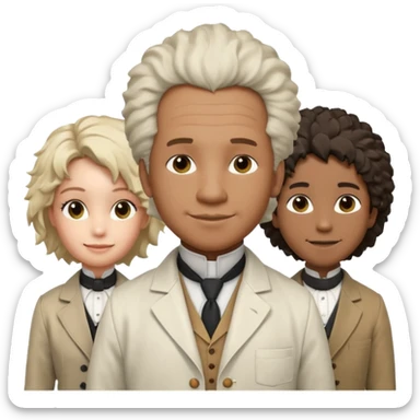 Generate in realistic style Franklin, Edison, Ford in the first row, Einstein, Jobs and Musk in the second behind them. png on transparent background sticker