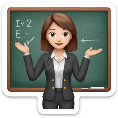 Happy instructor female brown hair whit board sticker